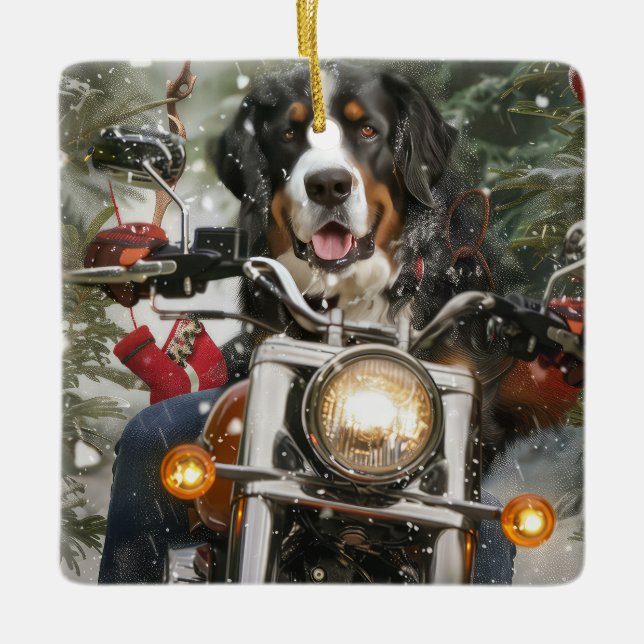 Ornement En Céramique Grande Suisse de l'équitation moto Noël (Devant)
