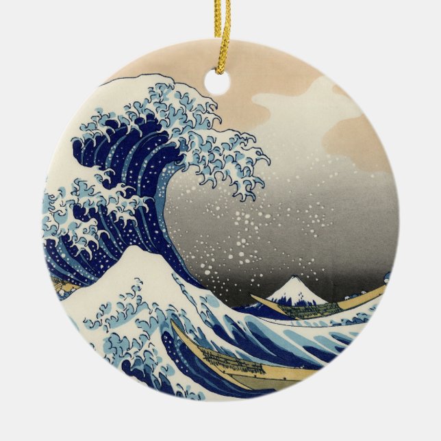 Ornement En Céramique Grande vague Kanagawa peinture japonaise (Devant)