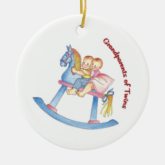 Ornement En Céramique Grands-parents d'ornement de jumeaux (Devant)