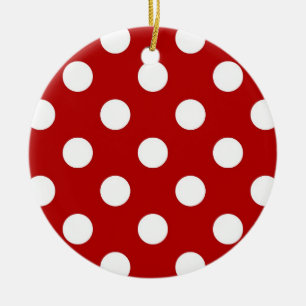 Ornement En Céramique Grands points rétro - rouge et blanc
