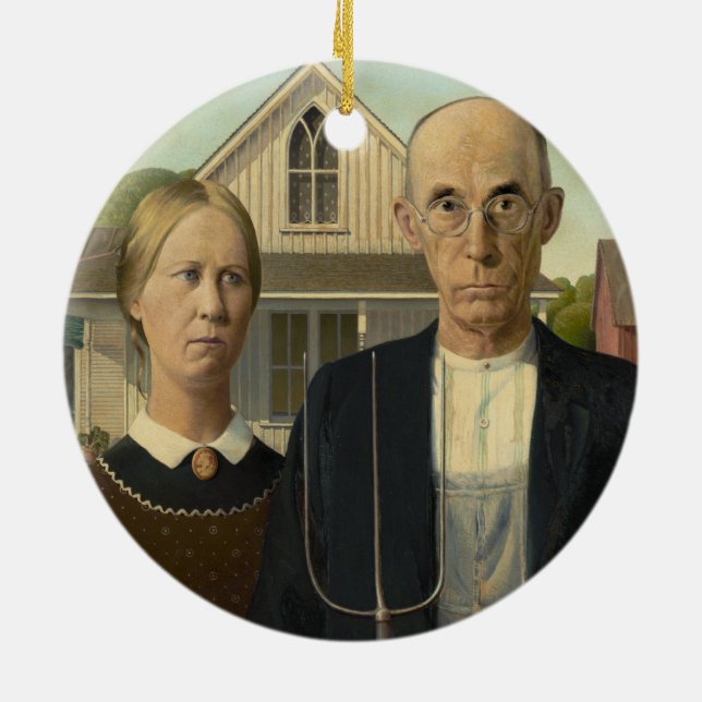 Ornement En Céramique Grant Wood - gothique américain (Dos)