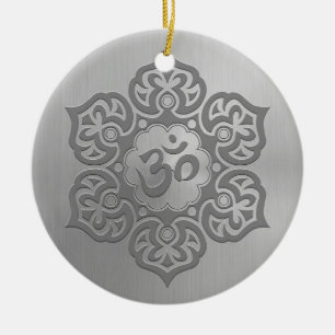 Ornement En Céramique Graphique floral d'Aum d'effet d'acier inoxydable