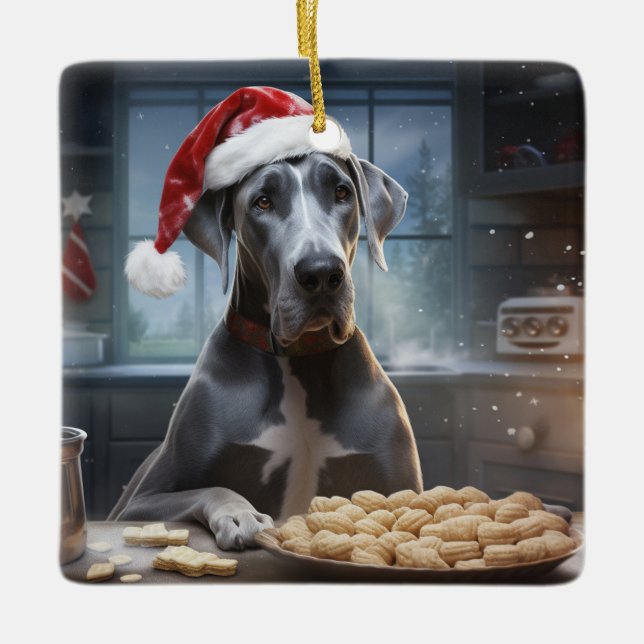 Ornement En Céramique Great Dane Christmas Cookies Festive Holiday (Devant)