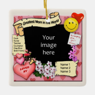Ornement En Céramique Greatest Mom (personnalisable) Céramique Photo Orn