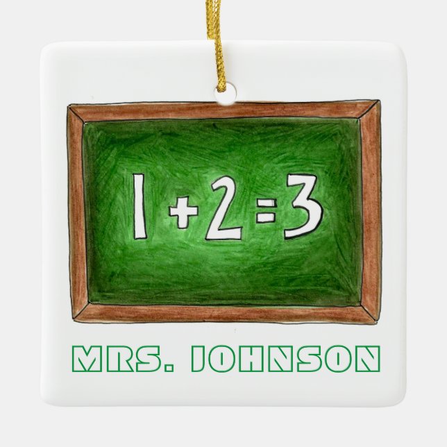 Ornement En Céramique Green Chalkboard Ardoise classe Enseignant (Devant)