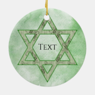 Ornement en céramique Green Jewish Star
