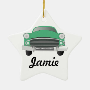 Ornement En Céramique Green Mean Retro Voiture Boy's Birthday