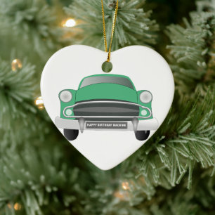Ornement En Céramique Green Mean Retro Voiture Boy's Birthday