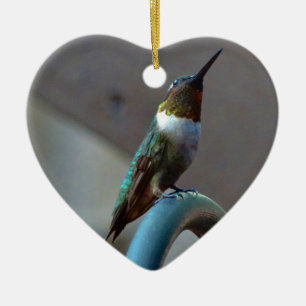Ornement En Céramique Green ruby little hummingbird