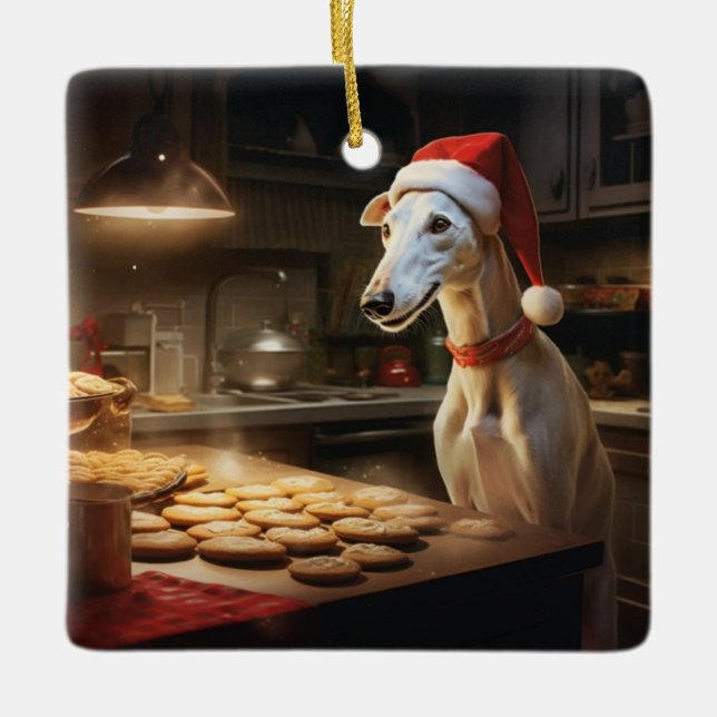 Ornement En Céramique Greyhound Christmas Cookies Festive Festive Holida (Devant)