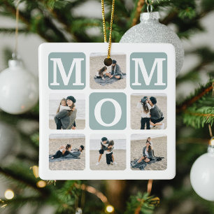 Ornement En Céramique Grille multiphoto moderne mignonne cadeau MOM