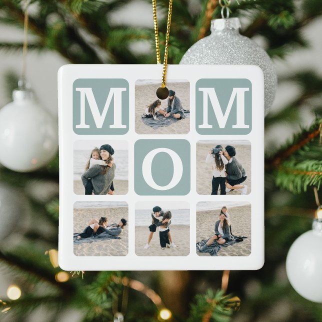 Ornement En Céramique Grille multiphoto moderne mignonne cadeau MOM (Créateur téléchargé)