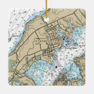 Ornement En Céramique Groenport NY Carte Nautique Noël