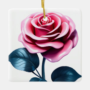 Ornement En Céramique Grosse rose rose rose