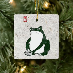 Ornement En Céramique Grumpy Grenouille japonaise crapaud 19ème siècle