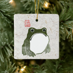 Ornement En Céramique Grumpy Grenouille japonaise crapaud 19ème siècle