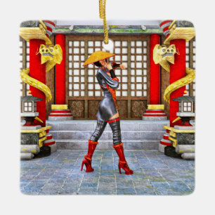 Ornement En Céramique Guerrière asiatique Fantasy Illustration de Samour