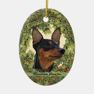 Ornement En Céramique Guirlande de Pinscher miniature