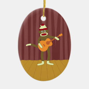 Ornement En Céramique Guitare acoustique de singe de chaussette