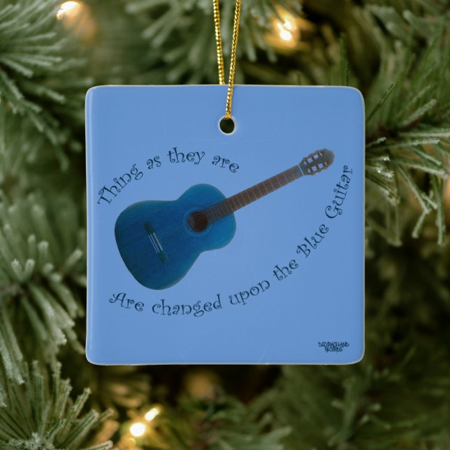 Ornement En Céramique Guitare bleue (Arbre)