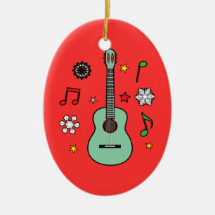 Ornement En Céramique Guitare de Noël
