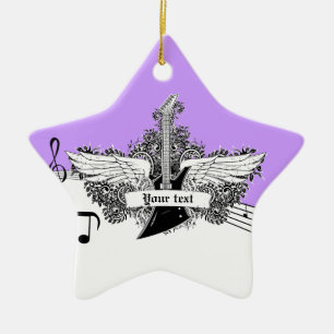 Ornement En Céramique Guitare électrique violet noir avec ailes