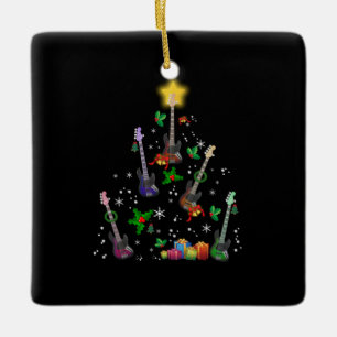 Ornement En Céramique Guitariste Noël Arbre Guitare Anniversaire