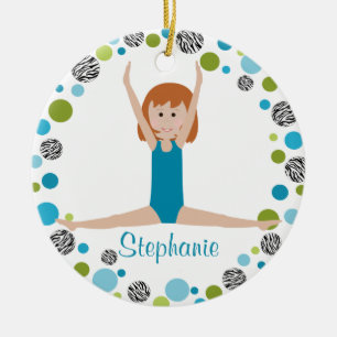 Ornement En Céramique Gymnaste d'étoile en Aqua et vert personnalisé