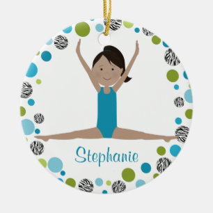 Ornement En Céramique Gymnaste d'étoile en Aqua et vert personnalisé