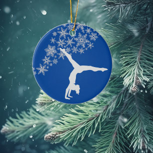 Ornement En Céramique Gymnaste Snowflake en argent Personnalisé