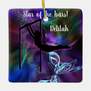 Ornement En Céramique Gymnastics Butterfly Star of the Bars Personalized