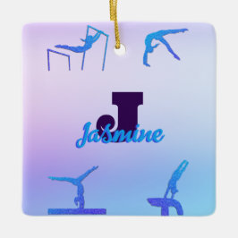 Ornement En Céramique Gymnastique féminine Monogramme bleu violet person