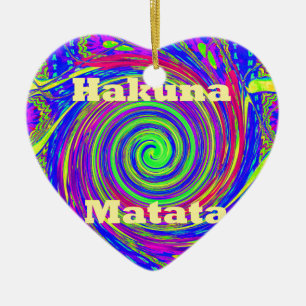 Ornement En Céramique Hakuna Matata - Conception de tourbillons aux coul