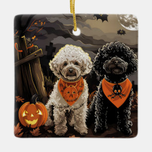 Ornement En Céramique Halloween caniche Éffrayant