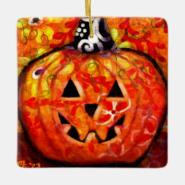 Ornement En Céramique Halloween lunaire Jack-O-Lantern Abstrait