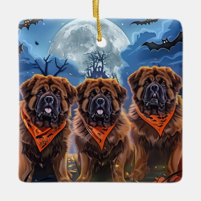Ornement En Céramique Halloween Tibétain Mastiff Éffrayant (Devant)