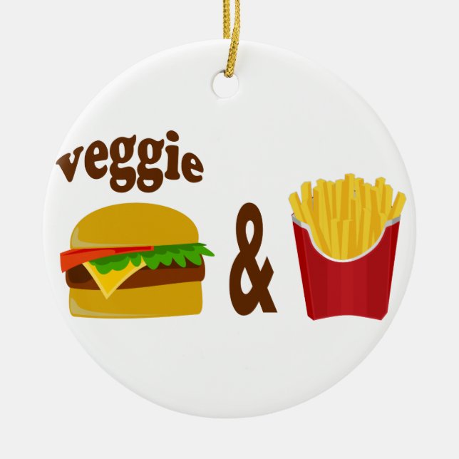 Ornement En Céramique Hamburger végétarien et fritures (Devant)