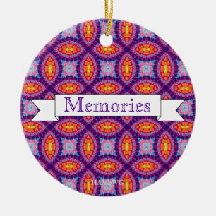 Ornement En Céramique HAMbyWG - 1970's Purple, Orange, Aqua Macrame