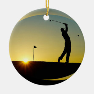 Ornement En Céramique HAMbyWG - Coucher de soleil - Golfer