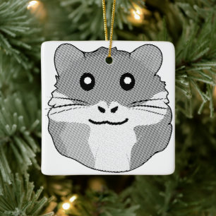 Ornement En Céramique Hamster minimaliste joyeux