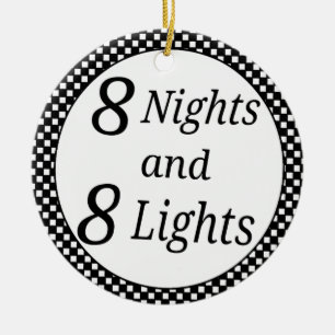 Ornement En Céramique Hanoukka Checkered