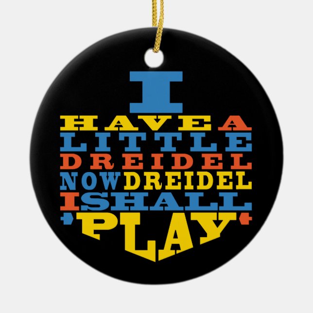 Ornement En Céramique Hanoukka "Dreidel Play"/Ornement du cercle (Devant)