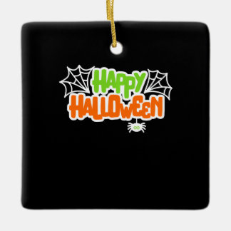 Ornement En Céramique Happy Halloween coloré mignon araignée Web