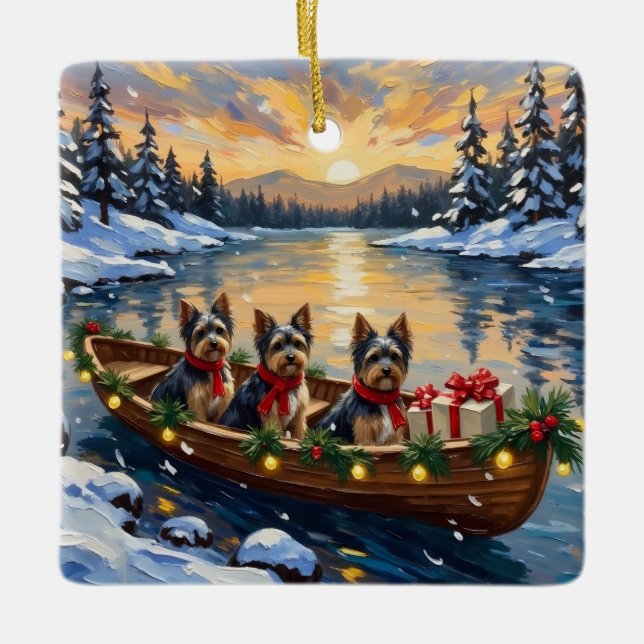 Ornement En Céramique Havanese Christmas Boat Holiday (Devant)