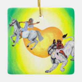 Ornement En Céramique Heart God équitation Lioness Goddess chevauchant u