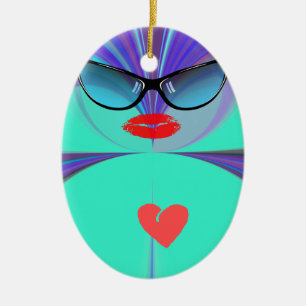 Ornement En Céramique Heart Selfie