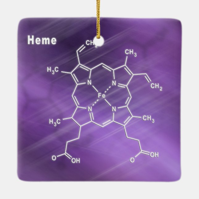 Ornement En Céramique Heme molecule Structural chemical formula (Dos)