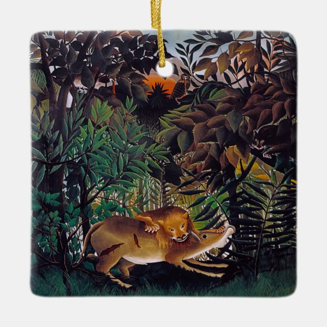 Ornement En Céramique Henri Rousseau - Le lion affamé (Devant)