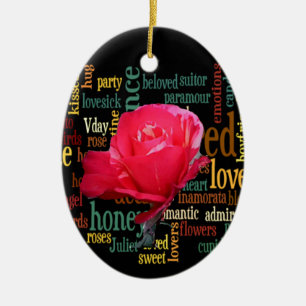Ornement En Céramique Heureuse Sainte-Valentin Aux Roses Rouges Élégante