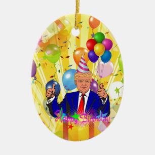 Ornement En Céramique heureux anniversaire donald trump